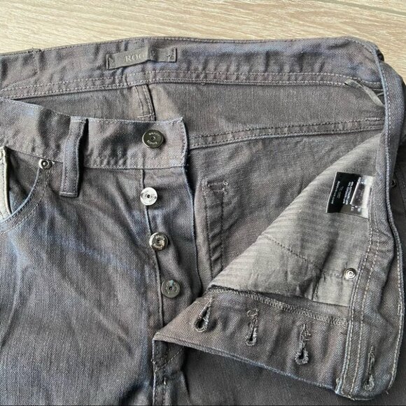 Rogue Genuine Leather Trim Straight Leg Button Fly Jeans - Picture 10 of 16